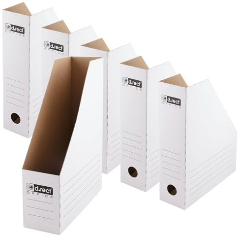 D.RECT Porte-Revues A4 80 mm – Lot de 6 Range-Documents Pliables en Carton pour Magazines, Catalogues et Dossiers – Organiseur de Bureau et Étagère