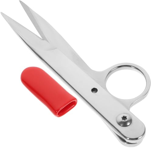 WRITWAA Tijeras de Hilo de Acero Inoxidable V Mini para Costura y Bordado, Cortador de Hilo Preciso para Manualidades y Sastrería, Tijeras de Punto de Cruz Compactas y Portátiles