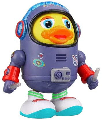 Space Duck Moving Walking Dansleksaker - Vickande Robot, Och Ljud, Barn 3+ Flickor Förskola | Skola Födelsedagsfest Present för barn Rolig interaktiv actionfigur Batterispel