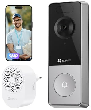 EZVIZ CP8 Kit Video Campanello Wi-Fi con Telecamera 3K a Batteria 9600 mAh, 100% Senza Fili, Rilevamento Persone IA, Audio Bidirezionale, Visione Notturna, Wi-Fi 6, Chime Incluso