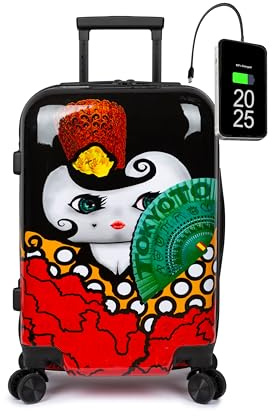 TOKYOTO - Valigia Da Cabina Divertente Per Bambini Ragazzi Adolescenti Fans Dei Cartoni Animati flamenco spagnolo Bagaglio Mano USB 55x40x20 cm Trolley 55x35x20 Valigia Rigida 10 Kg Flamenca