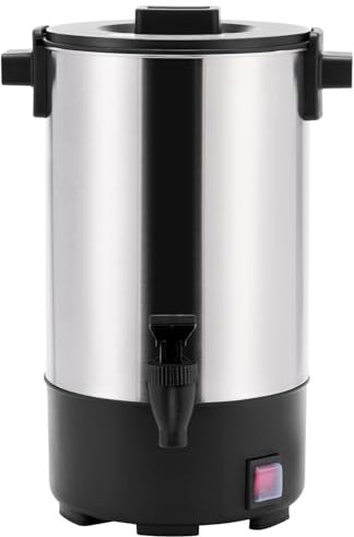SYBO SR-CP35C - Cafetera de acero inoxidable de grado comercial, urna de agua caliente para catering, 30 tazas, 3.5 L, metálico