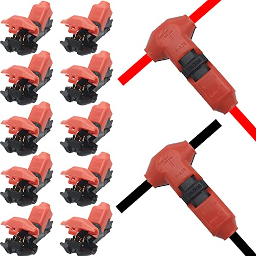 Quick Splice Wire Connectors, CTRICALVER Wire Connectors 1 Pin Low Voltage Electrical T Tap Solderless, Without Stripping Suitable for 0.35-0.5 mm²( 20-22AWG) Electrical Wire Connection(10pcs)