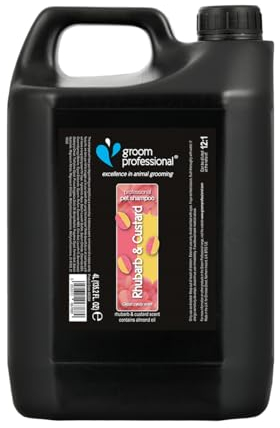 GROOM PROFESSIONAL Rhubarb & Custard Hundeshampoo - Hundeshampoo Gegen Geruch - Tiefenreinigendes Shampoo - Reinigt und Beseitigt Gerüche - Macht das Fell Weich - Süßer Duft, 4 Liter