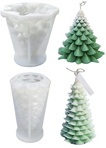 Christmas Candle Moulds Silicone Christmas Tree Moulds for Candle Making 2 Pcs Uciy