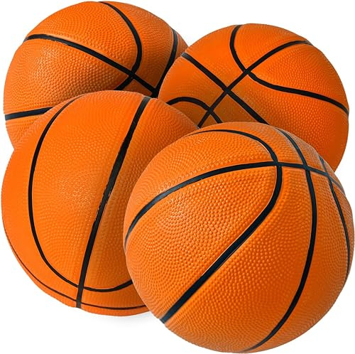 SereneLife Set Palla da Basket in Gomma per Interni/Esterni, 4 Pezzi, Diametro 18 Centimetri, Rivestimento Robusto, Adatto a Canestro e Rete, Giochi per Bambini e Ragazzi