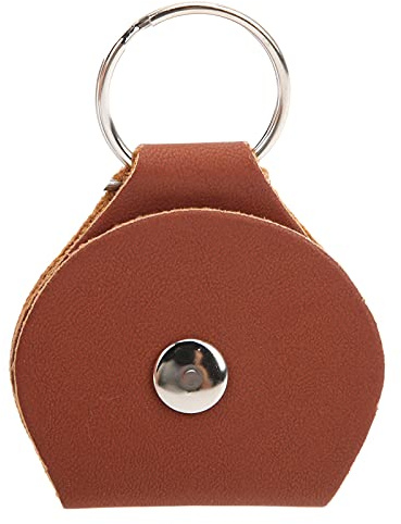 Soporte para Púas de Guitarra, Estuche de Almacenamiento de Plectro de Cuero PU Suave, Llavero, Accesorio de Guitarra, Regalo para Guitarristas(marrón)
