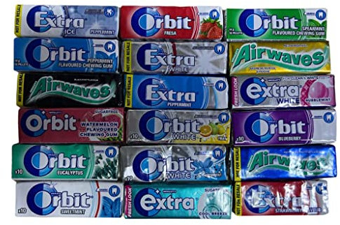 WRIGLEY'S - Goma de mascar extra, Airwaves, Orbit Chicle mixto, sabores súper naturales, paquete variado de fecha larga (10)