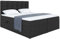 MEBLINI Boxspringbett mit Bettkasten - Gepolstert Doppelbett mit Matratze und Topper - Polsterbett mit Stauraum - Bett mit Kopfteil - Stauraumbett - NILS - 180x200 - H3/Schwarz Webstoff