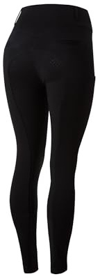 HORZE Mira Culotte d'équitation pour Femmes, Leggings d'équitation avec Poche pour Portable et Fond Complet, Noir, EU34