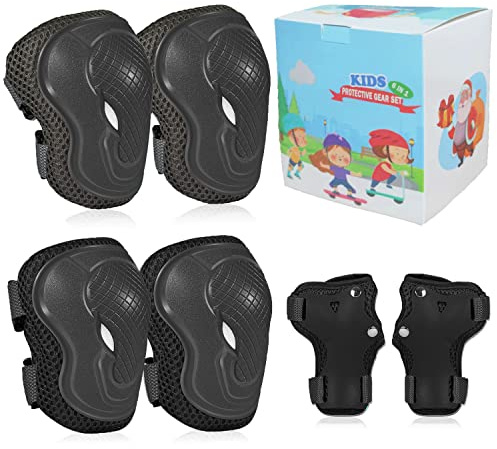 LANOVAGEAR Genouillères pour Enfants Genouillères et coudières Ensemble d'équipement de Protection pour Enfants Filles Garçons avec protège-Poignets pour Le Patinage Cyclisme Roller (Noir, XS)