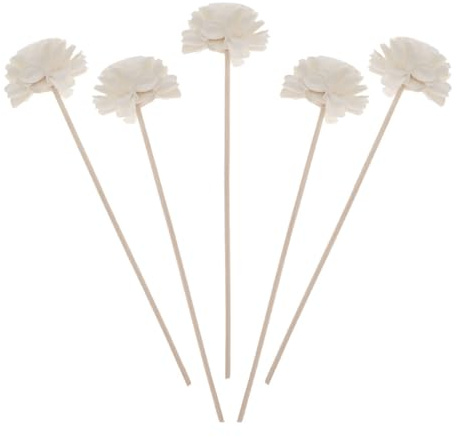 FOMIYES 5 PCS Rattan Reed Diffuser Sticks, Reed Diffuser Sticks Flowers, Aroma Oil Replacement Refill Rattan Sticks, Straight Natural Fragrance Reed Diffuser, Home Decor Flower White