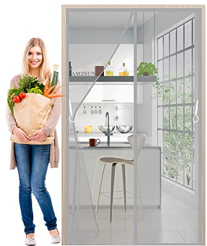 Magnetiska myggnät för dörr Grått 240x185cm Automatisk stängning av magnetisk fluggardin-Insektskydd Dörr utan springa-för dörrventilation Håll dig borta från myggor Insekter