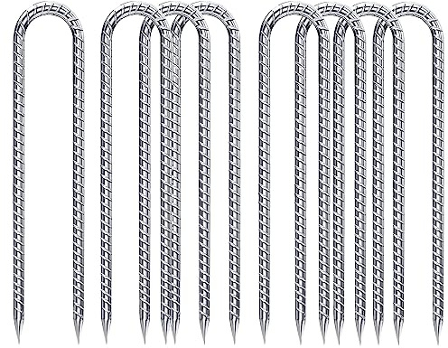 Picchetti di ancoraggio a terra, lunghezza 30 cm, 8 pezzi, ganci a U, zincati, trampolino di fissaggio per campeggio, tende, pollaio