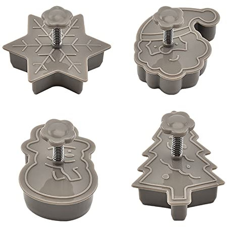 Corlidea 4 Pièces Emporte Pièces Noël, Emporte-pièces 3D en Plastique, Emporte Piece Patisserie Moule à Biscuits avec Poussoir pour Décoration de Fondant Biscuit Cookie Gâteau Pâtisserie