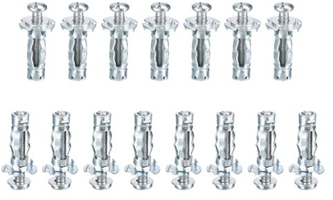 DTGN M4x21mm Hollow Wall Anchors - 15 Pack - Good for Hollow Wall Plaster Walls - Carbon Steel Hollow Drywall Anchors Screws, Silver