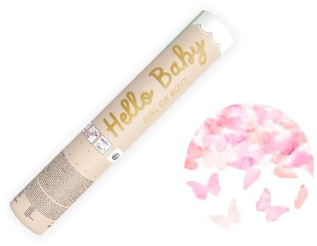 4 x KonFETTI streamer kanon bomb konfettikanon kön reveal bilsmycken (flickfjärilar, 20 cm)