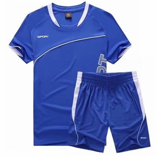 Gemzon pojkar fotbollströja barn sportkläder träningsoverall kläder barn outfit set jersey set sportshorts, blå, 6-7 år