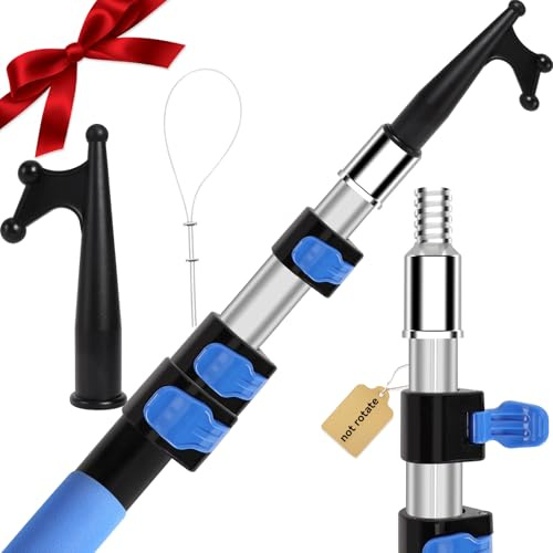 5-12 Ft Telescopic Christmas Light Extension Pole,Telescoping Pole For Christmas Lights Installation, Christmas Lights Extension Pole For Multi-Purpose Light Installation, String Lights, Birdfeeder
