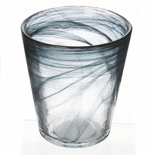 Villa d'Este Home Tivoli 1996 Lot de 6 verres à eau conique 250 ml en verre, surface dégradée, noir, Albâtre