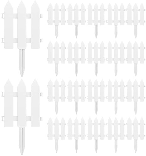 22Pcs White Picket Fence, Small Elegant White Plastic Picket Fence Inserts Hedge, 8x7 Decorative Protective Lawn Border for Garden, Landscaping, Farms Decorative Fences Plastic