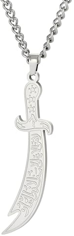 NBYGSC 925 Sterling Silver Muslim Knife Sword Necklace For Men, Amulet Islamic Sword Pendant - Dagger Necklace For Women, Master Sword Necklace For Halloween