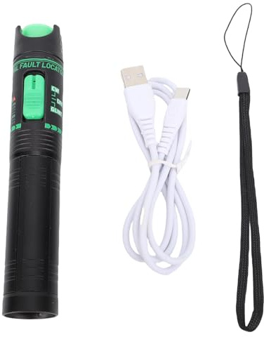 Risegun 30KM Visual Fault Locator Fiber Tester, Rechargeable VFL Non Touch Portable Optic Cable Tester Meter Finder Green Light for CATV