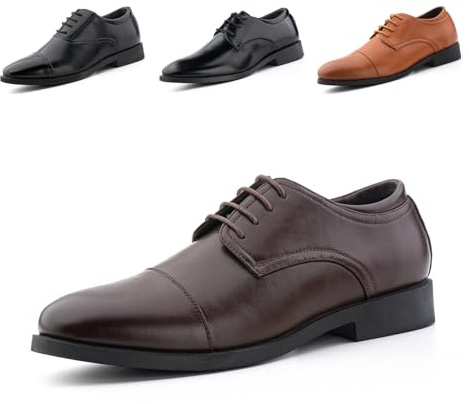 Hitmars Oxfords Homme Chaussure Ville Derby Brogues Mariage Dressing Chaussures Cuir Vernis Lacets Classique Soirée Costume Habillées Noir Marron 39-47