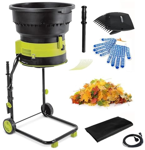 TYH Biotrituratore Elettrico da Giardino 2500W, Biotrituratore con Ruote, Biotrituratore da 8000 Giri/min, capacità 208 L/min, Strumento per La Pulizia del Giardino con Cavo di Alimentazione