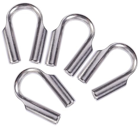 NUOBESTY 4 Pezzi Ditale per Cavi in Acciaio Inox 304 Morsetto Anello a Cuore per Funi Metalliche 6Mm Resistente All’Ossidazione e Antiabrasione per Fissaggio Professionale e Rigging