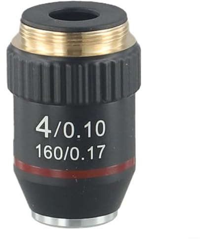 Mikroskop objektivlins akromatisk 4X/20X/40X/60X/100X för 160 mm tublängd DIN 45 mm brännvidd med fjädring svart kopparkärna belagt glas laboratorietillbehör (4X)