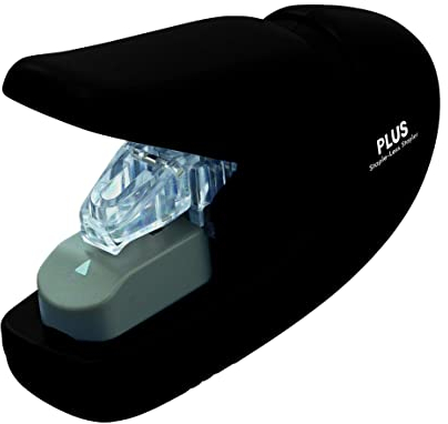 PLUS, Klammerloser Hefter, Heftleistung 5 Blatt, japanische Hefttechnik, heften ohne Klammern, Paper Clinch, Schwarz