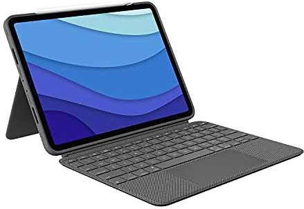 Logitech Combo Touch iPad Pro 11 Pouces (1re, 2e, 3e gén - 2018, 2020, 2021) Etui Clavier Rétroéclairé Détachable, Trackpad Click Anywhere, Smart Connector, Clavier Français AZERTY - Gris