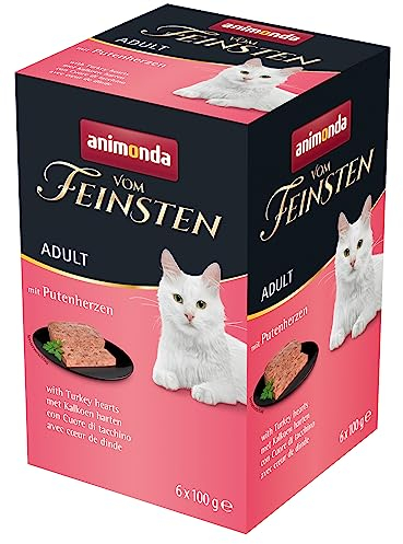animonda vom Feinsten Katzenfutter nass mit Putenherzen (6 x 100g), getreidefreies Katzenfutter nass ohne Zucker, mit frischen, fleischigen Zutaten