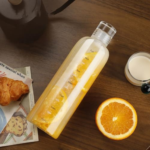 JZSMY Glas Ins kreativa flickor vattenflaska glaskoppar hög känsla japansk stil dricksflaska glasskala koppar mjölkjuice söt vattenflaska med tidsskala
