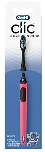 Oral-B Clic Manual cepillo de dientes, coral, con cabezal de cepillo reemplazable, 1 unidad