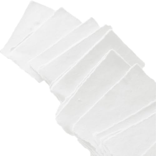 Carta vuota fatta a mano bianca con bordo Deckle – 5 x 7 cm Confezione da 50 fogli di carta sfusa per segnaposto/carte scorta, segnaposto, biglietti da visita, spessore 150 g/m²