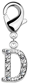 beyoutifulthings damer charm-hänge bokstav A-Z silver zirkonia klar charm-bärare fotkedja hals kedja kirurgiskt stål, 316L kirurgiskt stål