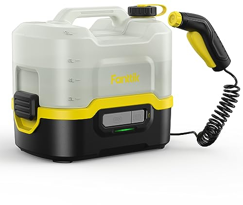 Fanttik NB8 Nano Tragbarer, kabelloser, elektrischer Hochdruckreiniger mit 8 LiterTank, einziehbarem Sprühkopf, 2600 mAh, Waschmaschine für Terrasse, Campingdusche und Haustierreinigung