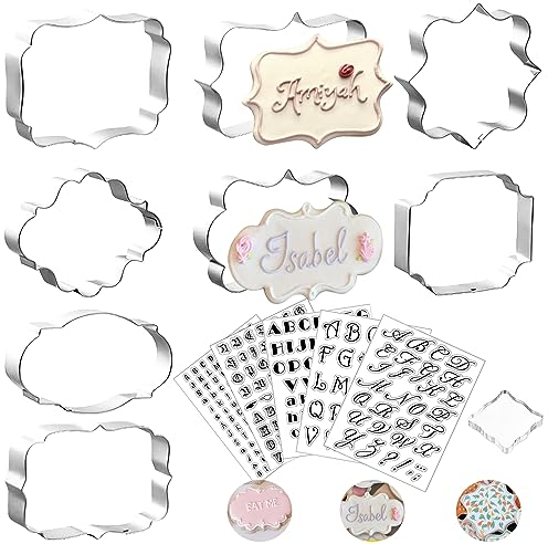 Fondant Ausstecher Buchstaben Set, 8 Stk Ausstechformen 5 Stk Fondant Stempel Buchstaben Silikonstempel 1 Acrylblock, Inklusive Großbuchstaben und Zahlen zum keks Torte Backen Deco DIY
