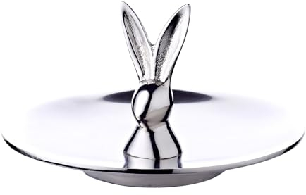 EDZARD Ciotola per biscotti a forma di coniglio Louis (coltello da 15 cm, altezza 9 cm), in alluminio nichelato, decorazione pasquale