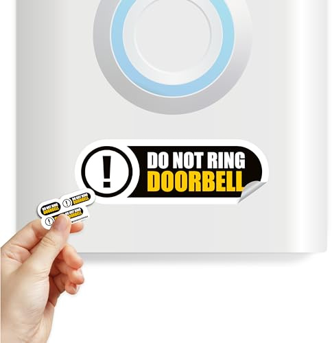 Tiny Do Not Ring Doorbell Small Stickers | Tiny Size Perfect for Video Doorbell | 3 Sizes Front Door Sign for House | Matte Black Weatherproof Stickers | Dont Ring the Bell Small Sign