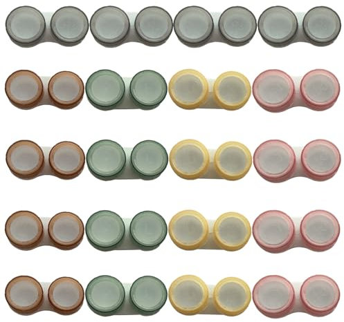 MYSUNBAR Pack of 20 contact lens containers, transparent, leak-proof contact lens container, contact lens container with L/R mark for contact lenses, multicoloured, Pocket organiser