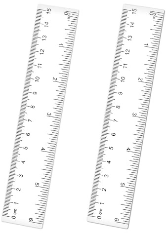 ThinPack 2-Pack 6-Inch Clear Plastic Ruler with Inches and Centimeters - Transparent Measuring Tool for School and Office