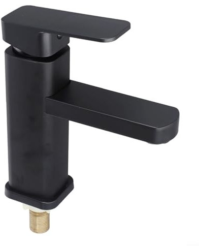 Eawfgtuw Robinet de lavabo froid en acier inoxydable noir pour salle de bain, robinet d'évier résistant à la rouille, mélangeur d'économie d'eau pour cuisine, hôtel, maison, comptoir d'installation
