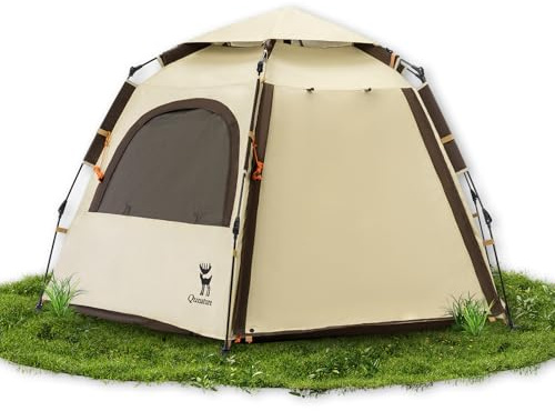 Qunature Tienda de Campaña Impermeable para 1-2 Personas, Acampar Tienda Portátil Apertura Rápida Protección Solar para Mochileros, Trekking, Camping, Playa, Aventura, Senderismo