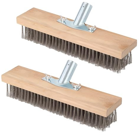 2 Stück Drahtbesen Stahldrahtbesen Qualitäts: WANDGU Stahldrahtbesen 30cm, Drahtbesen Unkraut Moos Gartenbesen, Stahldrahtbesen Gartenbesen für Robuste Entfernung von Unkraut
