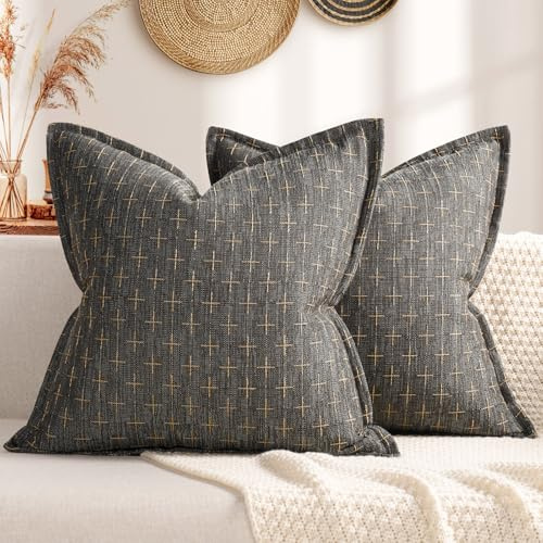 ZWJD Kuddfodral 40 x 40 set med 2 st mjuk polyestertextur kuddfodral mysiga rustika dekorativa kuddar för soffa, säng, vardagsrum, heminredning
