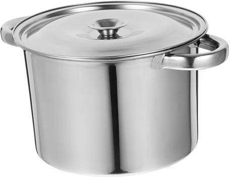 ULTECHNOVO Olla Para Sopa De Acero Inoxidable Gruesa 20 Cm Diámetro x 12 Cm Altura, Tapa, Base Extra Gruesa De 3.0 Mm, Compatible Cocinas Eléctricas Gas, Para Uso Doméstico y Profesional
