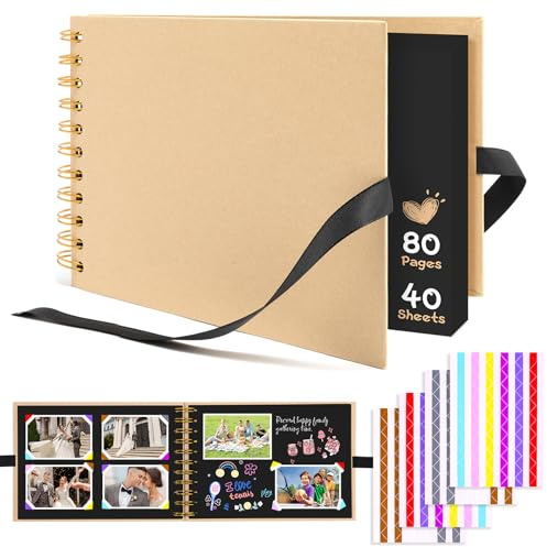 Album Fotos para Pegar y Escribir Scrapbook Cuaderno Hojas 21.5 x 15cm | Album de Fotos DIY Scrapbooking Album Con Esquinas Adhesivas,para Cumpleaños Aniversario de Boda (Caqui, 1 pieza - A5)